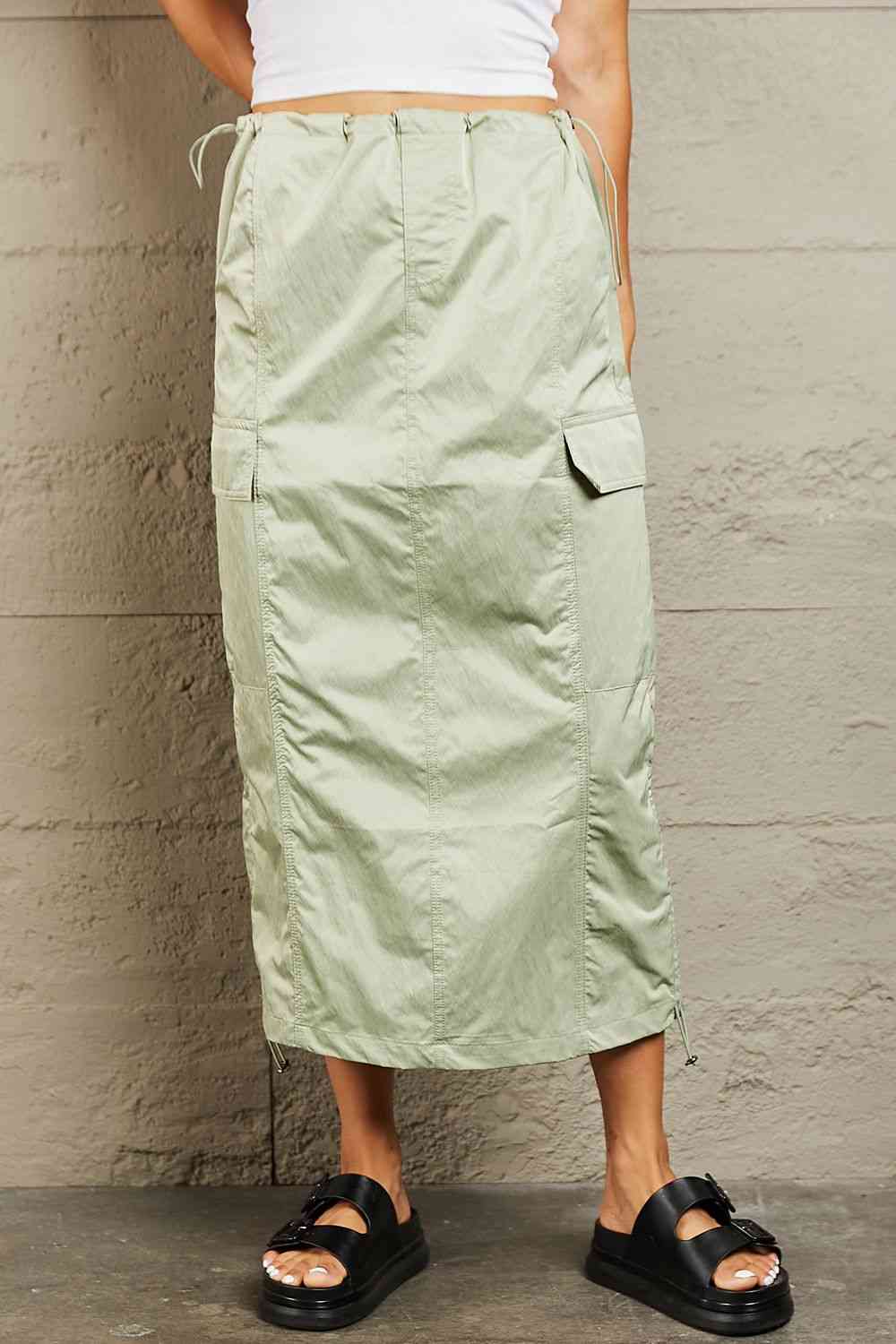 HYFVE Just In Time High Waisted Cargo Midi Skirt