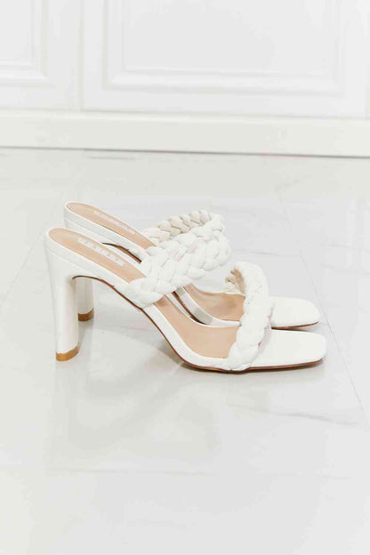 MMShoes In Love Double Braided Block Heel Sandal in White