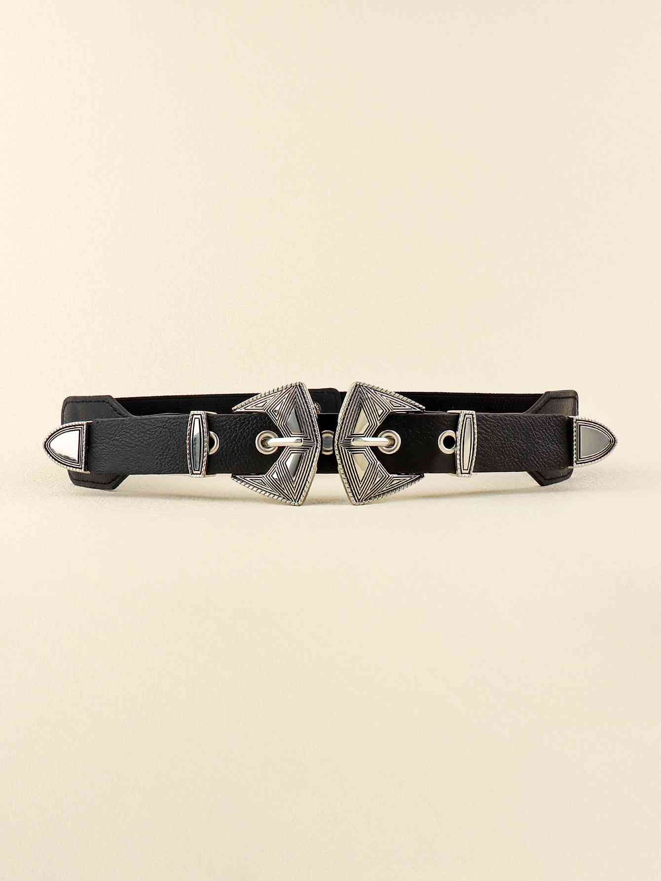 Double Buckle PU Leather Belt