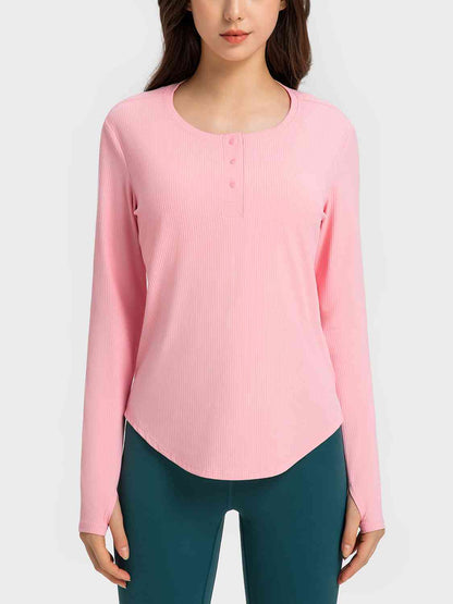 Round Neck Long Sleeve Sport Top