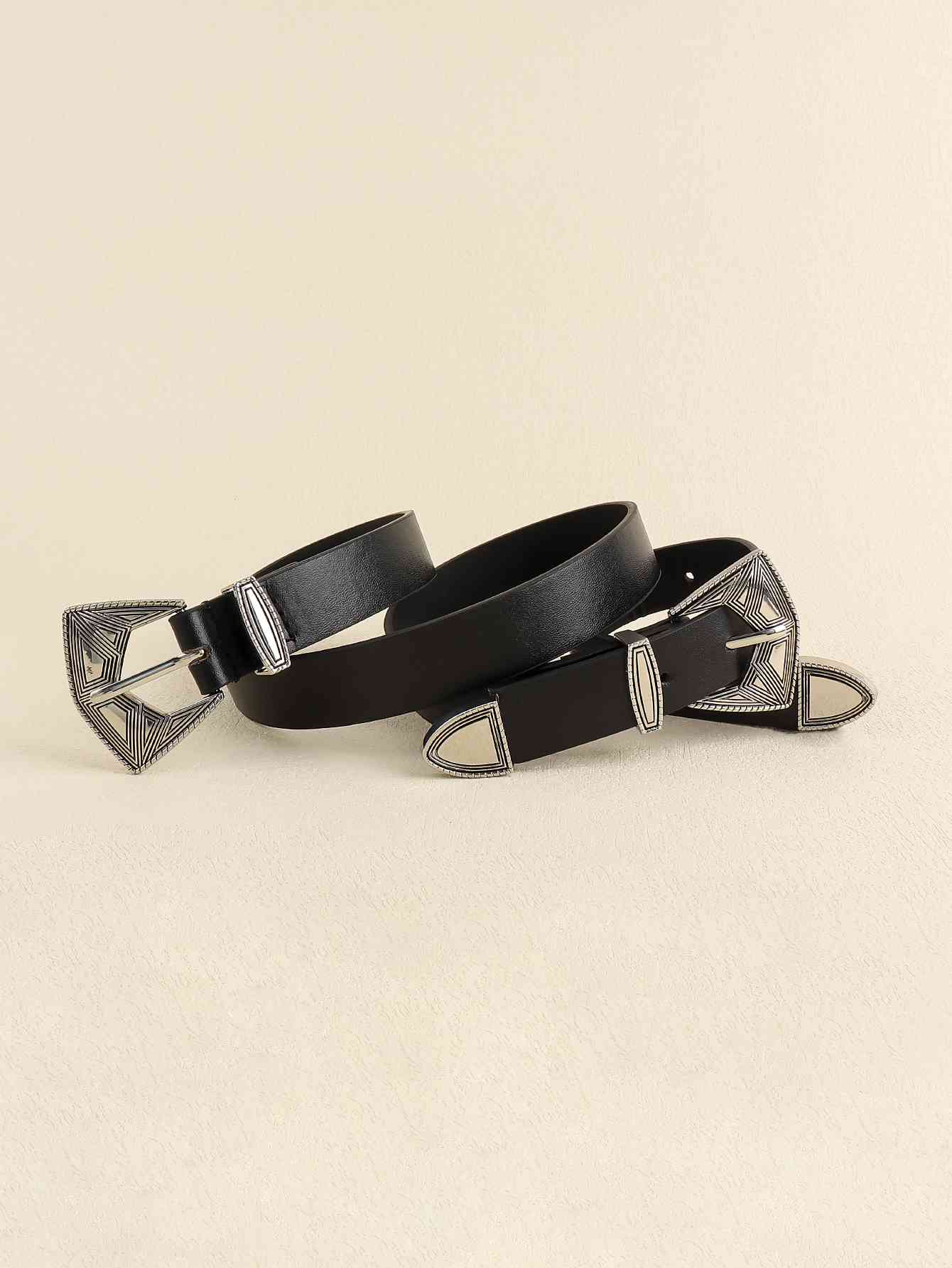 Double Buckle PU Leather Belt