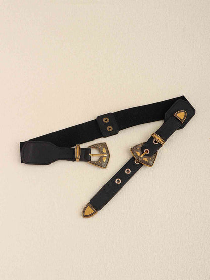 Double Buckle PU Leather Belt